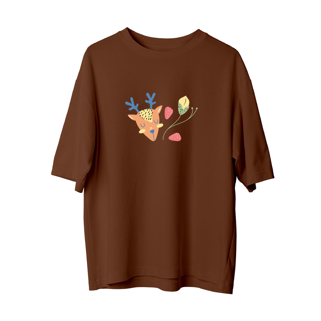 Deer And Leaf - Oversize T-Shirt