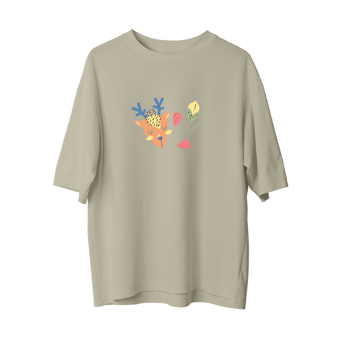 Deer And Leaf - Oversize T-Shirt