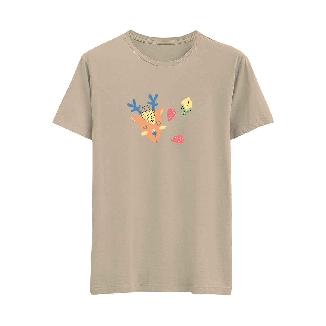 Deer And Leaf - Regular T-Shirt