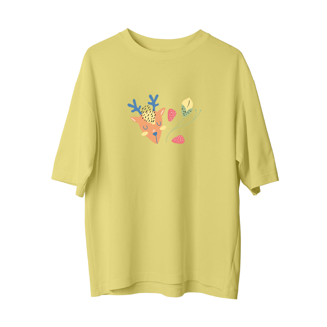 Deer And Leaf - Oversize T-Shirt