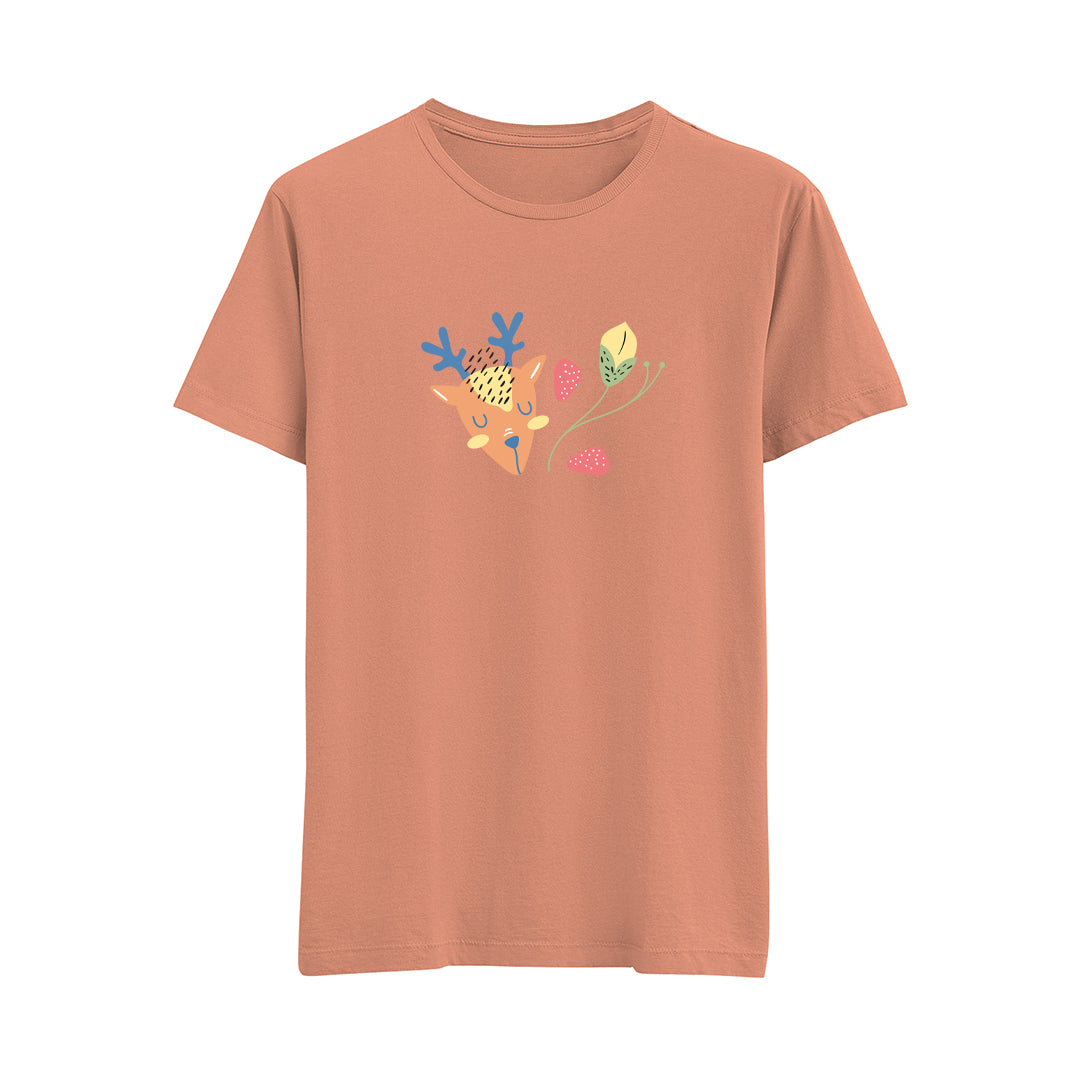 Deer And Leaf - Regular T-Shirt