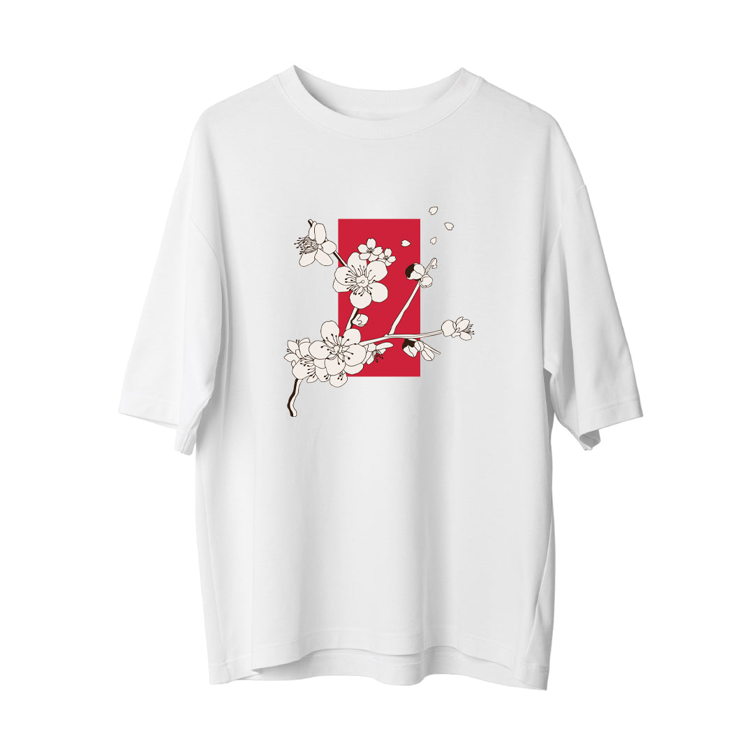 Japon Tarzı Çiçek-3  - Oversize T-Shirt