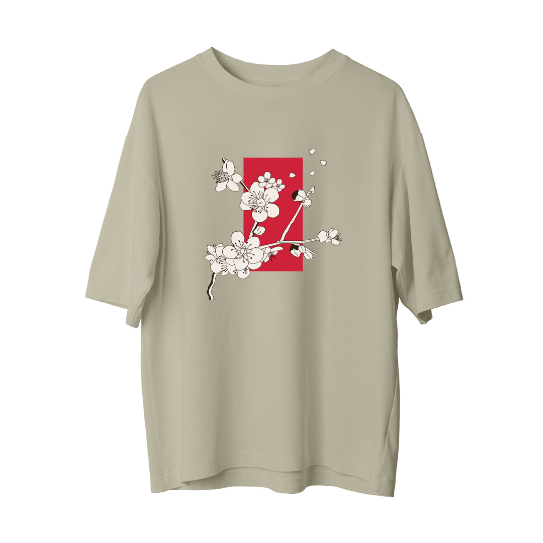 Japon Tarzı Çiçek-3  - Oversize T-Shirt