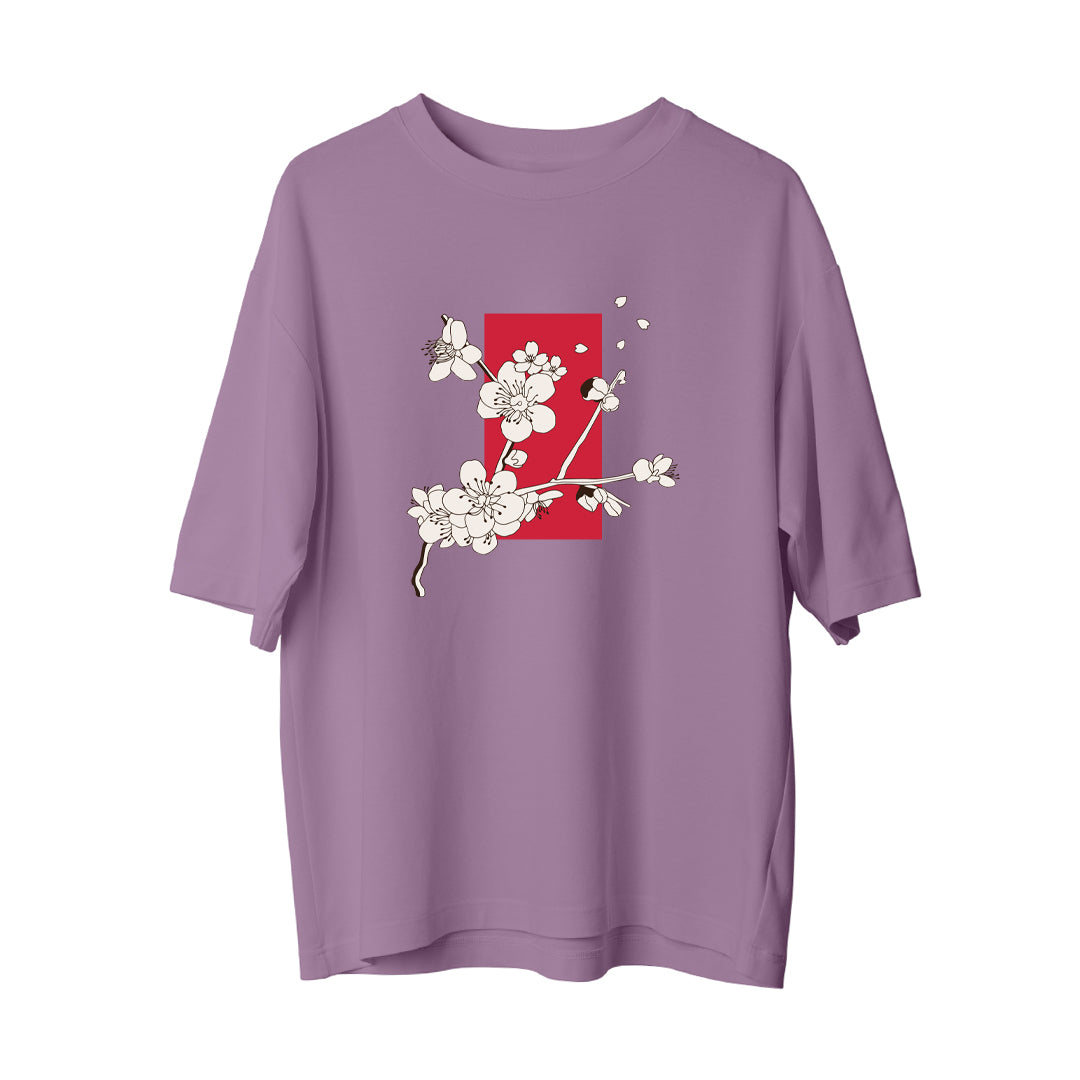 Japon Tarzı Çiçek-3  - Oversize T-Shirt