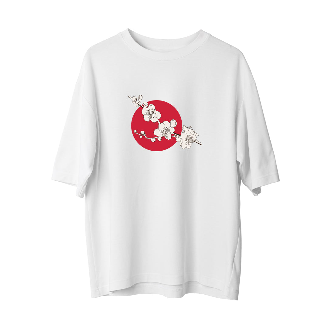 Japon Tarzı Çiçek-4  - Oversize T-Shirt